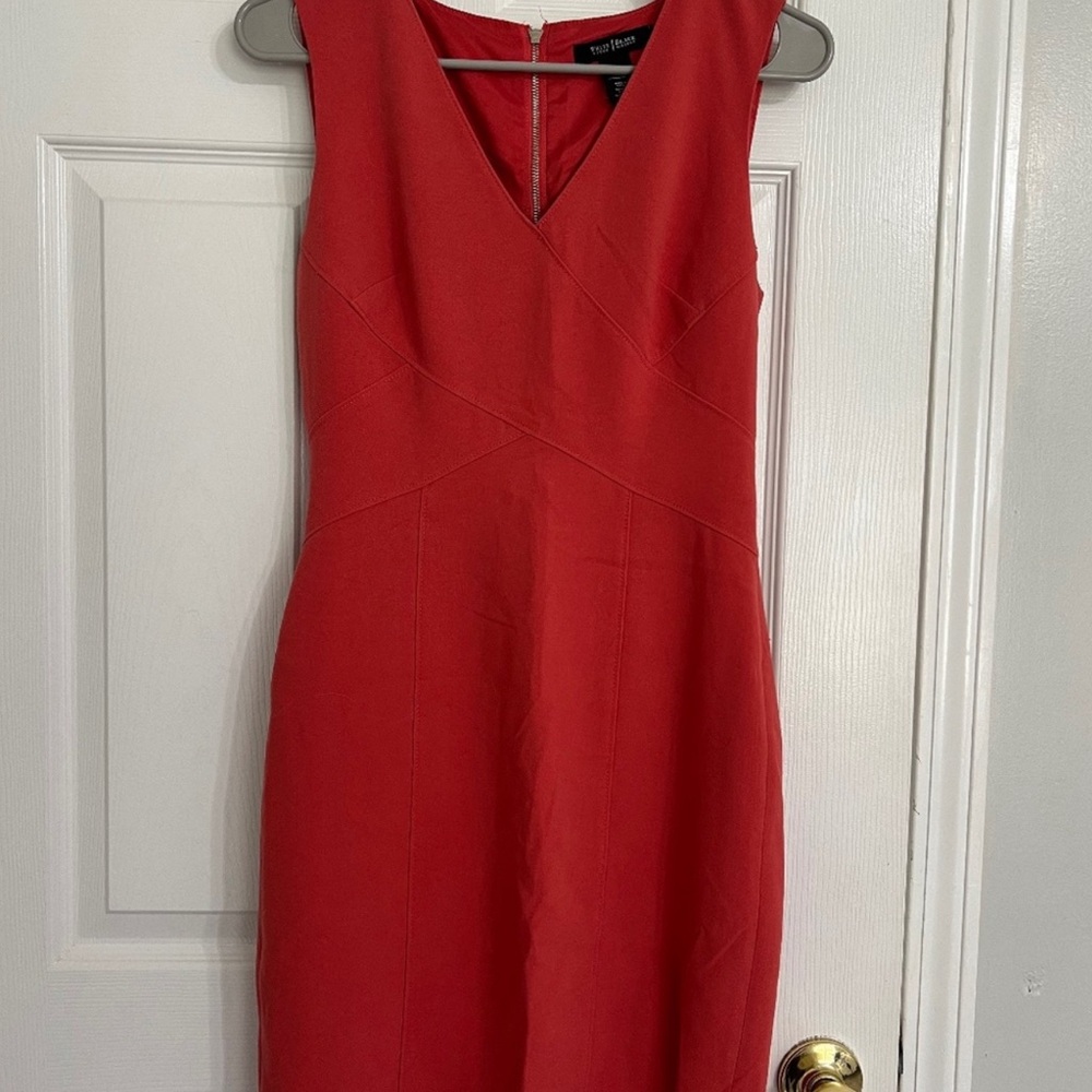White House Black Market Dress in Coral Color Sleeveless Size 2